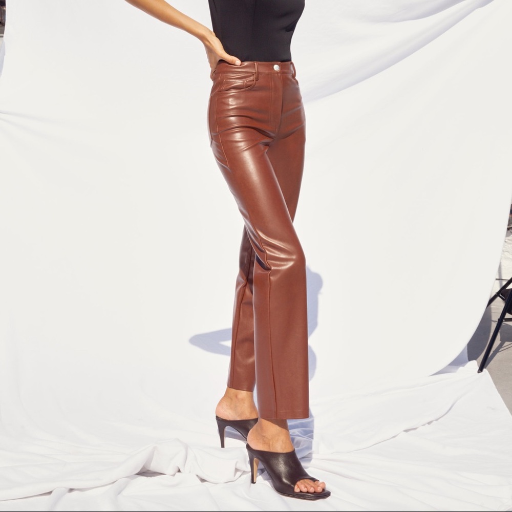 Aritzia Melina Leather Patina Brown Size 4 NWT